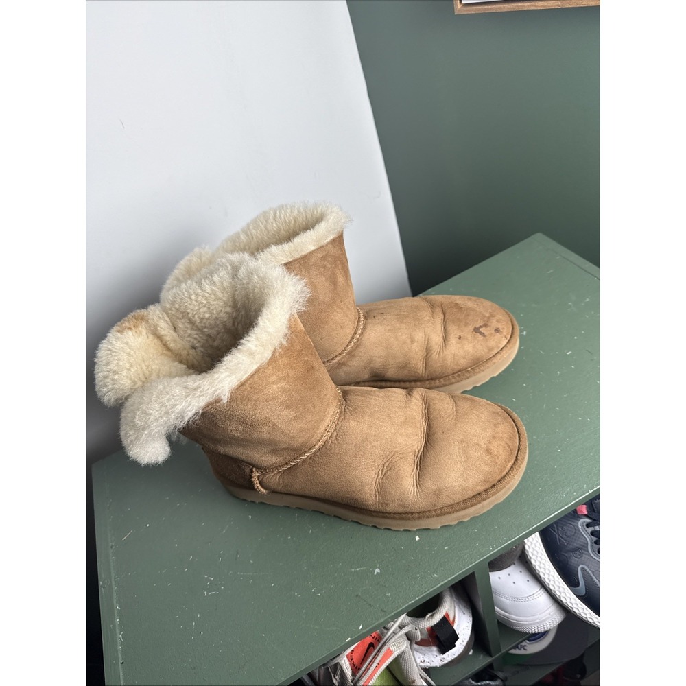 UGG 1016501 Women Mini Bailey Bow II -chestnut/Winter Boot US Size 9